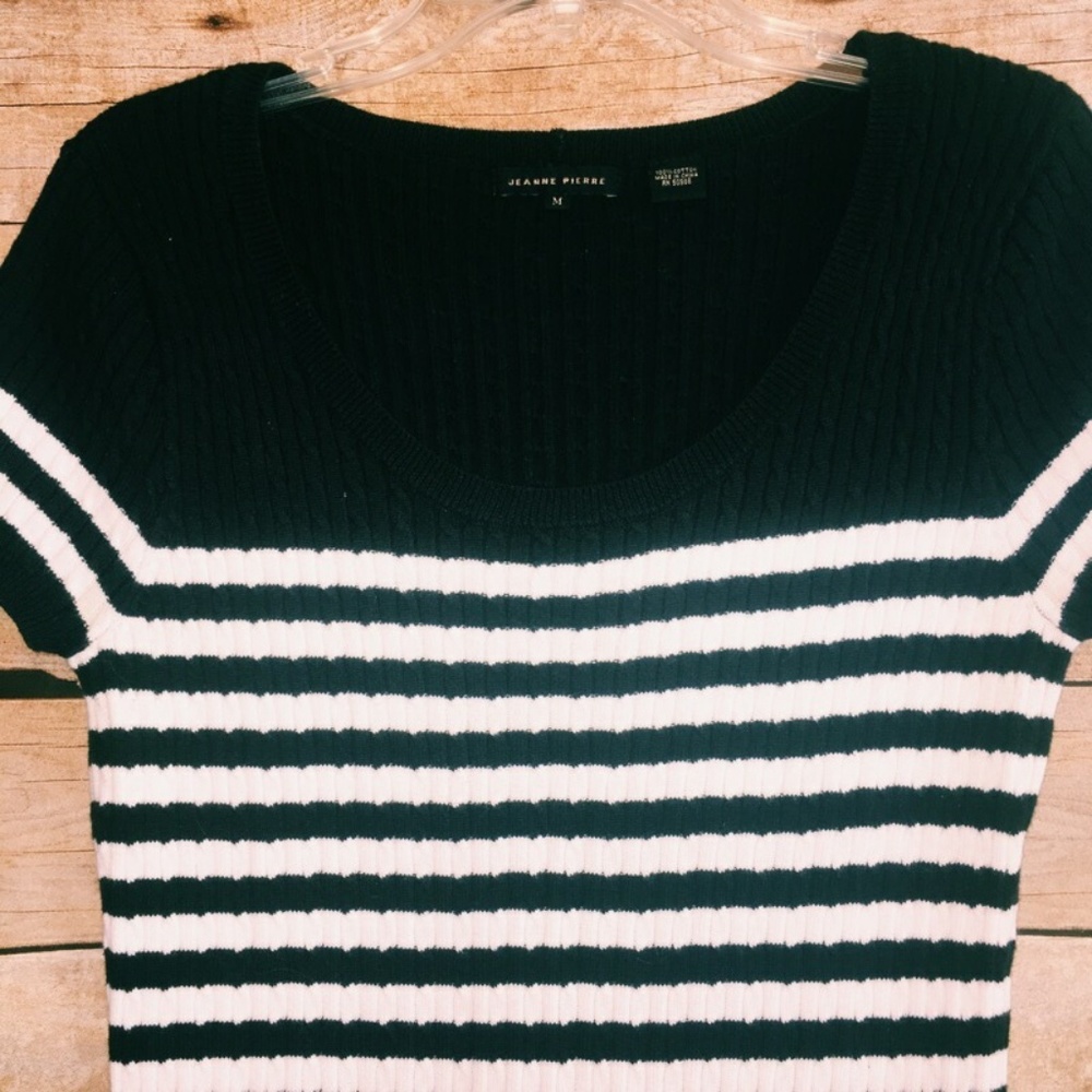 Jeanne Pierre Cable Knit Stripe Sweater - Picture 2 of 5